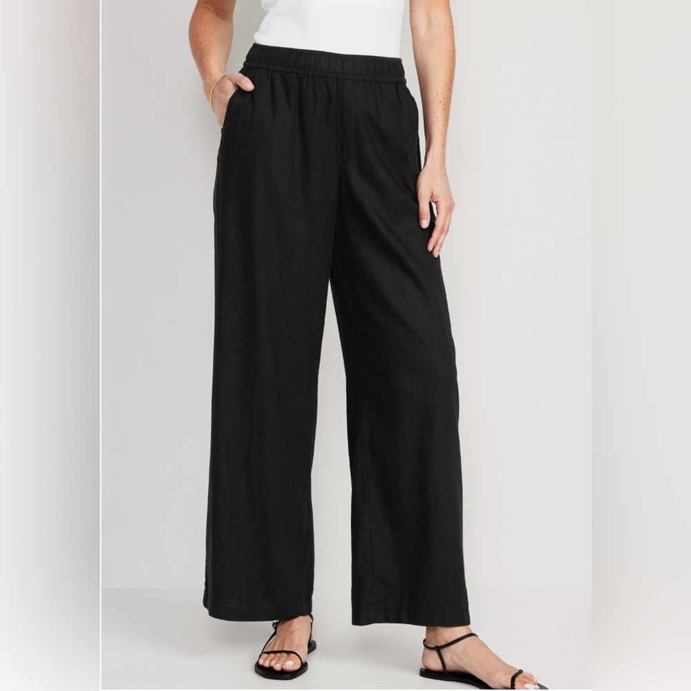Old Navy High-Waisted Linen-Blend Wide-Leg Pants for Women size Medium